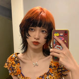 Load image into Gallery viewer, Subculture personality cool handsome dirty orange black gradual change male hair mullet head fox juvenile feeling daily neutral wolf tail wig