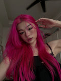 Load image into Gallery viewer, Rose pink purple gothic medium lolita Japanese ancient long straight hair subculture two-dimensional trendy whole wig
