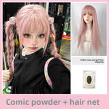 Load image into Gallery viewer, Halloween Internet celebrity long straight hair comic bangs JK wig female long dirty orange temperament natural matte long hair new