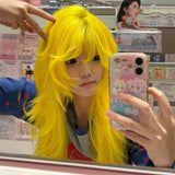 Load image into Gallery viewer, Halloween Japanese subculture wig long curly hair Internet celebrity lemon yellow babes jk Asian wind can catch full headgear