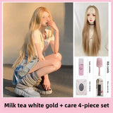 Load image into Gallery viewer, Super long medium wig blond Mori long straight hair girl group JK Hong Kong style full head wig