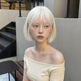 Load image into Gallery viewer, Wig Female Korean Nun Face Platinum Age Reduction Short Hair Daily Repair Bobo Head Breathable Full Headgear