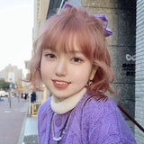 Load image into Gallery viewer, Wig female short curly hair Internet celebrity natural bangs lolita realistic gold pink full headgear jk soft girl egg roll cool