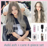 Load image into Gallery viewer, Red wig female long hair eight-character bangs long straight hair COS Internet celebrity JK natural imitation full real hair full headgear