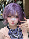 Load image into Gallery viewer, Purple cute wig short hair female full hood halloween y2k hottie eversion reverse Japanese