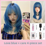 Load image into Gallery viewer, High-level wig gray-brown medium and long clavicle hair female full head cover cute COS Japanese light-colored broken hair whole top