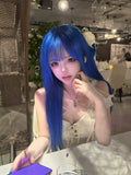 Load image into Gallery viewer, Internet celebrities with long straight hair wig female summer natural full headgear blue fashion simulation sweet versatile full headgear
