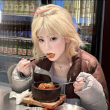Load image into Gallery viewer, Korean short hair wig female full headgear texture ironing platinum air bangs curly hair age-reducing hairstyle Japanese