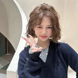 Load image into Gallery viewer, Wig female Internet celebrity natural few words bangs Lolita personality short curly hair wool curl jk full headgear