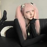 Load image into Gallery viewer, Giselle long straight hair full pink wig live streaming host girl group Internet celebrity girl group cute full hood JK daily