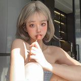 Load image into Gallery viewer, Gray wig short hair Internet celebrity lolita wool roll girl group Hong Kong style lazy simulation short curly hair full headgear