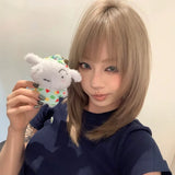Load image into Gallery viewer, High-level wig gray-brown medium and long clavicle hair female full head cover cute COS Japanese light-colored broken hair whole top