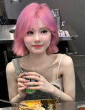 Load image into Gallery viewer, Halloween soft girl wig pink short straight hair Bobo head full hood female bobo temperament whole top lolita