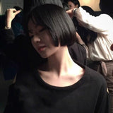 Load image into Gallery viewer, This killer is not too cold wig female air bangs short hair trim Qi bangs short straight hair wig cover