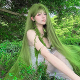 Load image into Gallery viewer, Green super long 130cm wig female full head cover cos universal lolita Lolita 1.3 meters long straight hair photo