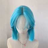 Load image into Gallery viewer, Smurf front lace medium wig female summer short hair Bobo head age reduction imitation full real girl group full headgear