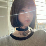 Load image into Gallery viewer, Korean wig female summer short hair bobo head natural black Qi bangs short straight hair tide Japanese women's group Internet celebrity jk hair cover