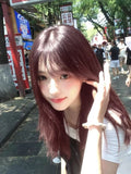 Load image into Gallery viewer, Autumn and winter white hair color pink brown wig female long hair Internet celebrity lolita daily jk broken bangs full headgear medium long hair