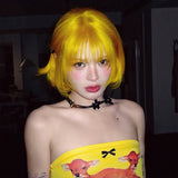 Load image into Gallery viewer, Lemon yellow wig Internet celebrity subculture short hair one size fits all cos Japanese lolita y2k hair