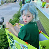 Load image into Gallery viewer, Korean cute short hair wig female full headgear Internet celebrity blue air bangs curly hair age-reducing hairstyle Japanese JK