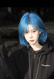Load image into Gallery viewer, Fish fry wig blue white new female short hair Internet celebrity age reduction Bobo head full head natural simulation wig