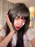Load image into Gallery viewer, Korean Internet celebrity girl group JK Japanese wig Princess Hime cut black long straight hair realistic air bangs full head