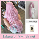 Load image into Gallery viewer, Super long straight hair cherry blossom powder medium wig full head cover female lolita lolita photo studio hair girl