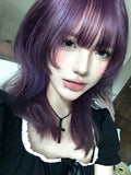 Load image into Gallery viewer, Summer new subculture wig female medium long hair purple JK mullet head collarbone hair whole top JK natural full hood