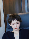 Load image into Gallery viewer, Wig female short hair bobo head dog gnaw bangs Internet celebrity Bobo head fluffy trim natural handsome fashion wig cover