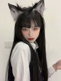 Load image into Gallery viewer, Wig long hair summer comics bangs black long straight Internet celebrity Qi bangs natural sweet jk full headgear
