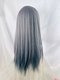 Load image into Gallery viewer, Blue highlights green highlights wig subculture y2k full headgear female pop top dye daily color Internet celebrity long straight hair