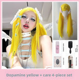 Load image into Gallery viewer, Wig female medium split long straight hair lemon yellow Japanese full head lolita Internet celebrity natural jk subculture hottie