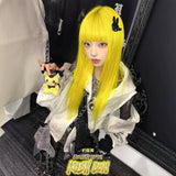 Load image into Gallery viewer, Lemon yellow long straight hair full top Yabi wig live streaming host girl group Internet celebrity girl group Japanese full head cover JK daily