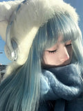 Load image into Gallery viewer, Blue wig Internet celebrity cute long hair full hood long straight hair y2k trendy color sweet cool hair color