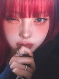 Load image into Gallery viewer, Wig female red new clavicle hair y2k Internet celebrity subculture Qi bangs high level short straight hair full headgear