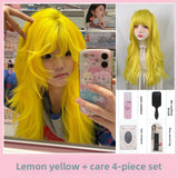 Load image into Gallery viewer, Halloween Japanese subculture wig long curly hair Internet celebrity lemon yellow babes jk Asian wind can catch full headgear