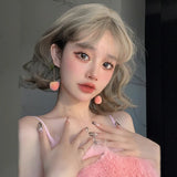 Load image into Gallery viewer, Gray wig short hair Internet celebrity lolita wool roll girl group Hong Kong style lazy simulation short curly hair full headgear