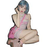 Load image into Gallery viewer, Small fry blue wig short hair full head female hottie y2k girl group Bobo head lolita light blue whole top