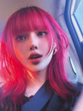 Load image into Gallery viewer, Wig female red new clavicle hair y2k Internet celebrity subculture Qi bangs high level short straight hair full headgear