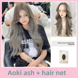 Load image into Gallery viewer, Red wig female long hair eight-character bangs long straight hair COS Internet celebrity JK natural imitation full real hair full headgear