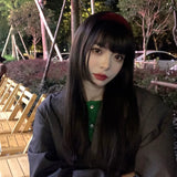 Load image into Gallery viewer, Korean Internet celebrity girl group JK Japanese wig Princess Hime cut black long straight hair realistic air bangs full head