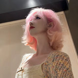 Load image into Gallery viewer, Wig full head cover female pink Korean Wendy short hair Internet celebrity age reduction clavicle hair invisible whole wig cover