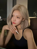 Load image into Gallery viewer, Front lace medium wig female summer short hair beige Bobo head age reduction imitation full real girl group full headgear