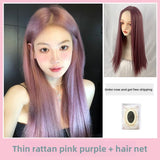 Load image into Gallery viewer, Internet celebrity wig women summer long straight hair Korean fashion rose with the same medium milk tea platinum medium long hair full headgear