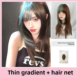 Load image into Gallery viewer, Black wig female long hair new layered long straight hair round face lolita natural JK cute Shaoluo full headgear
