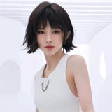 Load image into Gallery viewer, Ju Jingyi has the same wig, women's short hair, full head cover, age-reducing French air-feeling bangs, curly hair, age-reducing hairstyle.