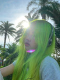 Load image into Gallery viewer, Fluorescent green medium wig female long hair full hood cool handsome y2k long straight hair lolita color jk