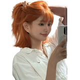 Load image into Gallery viewer, Dirty orange Japanese wig female y2k full head cover short hair cos eversion warped head lolita female group JK hair