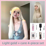 Load image into Gallery viewer, Princess cut wig long hair full headgear halloween cosplay long straight hair lolita daily wig cover