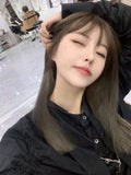 Load image into Gallery viewer, Kawakami Tomie cos wig female summer Internet celebrity Qi bangs full head cover black medium long hair natural Japanese hairstyle female